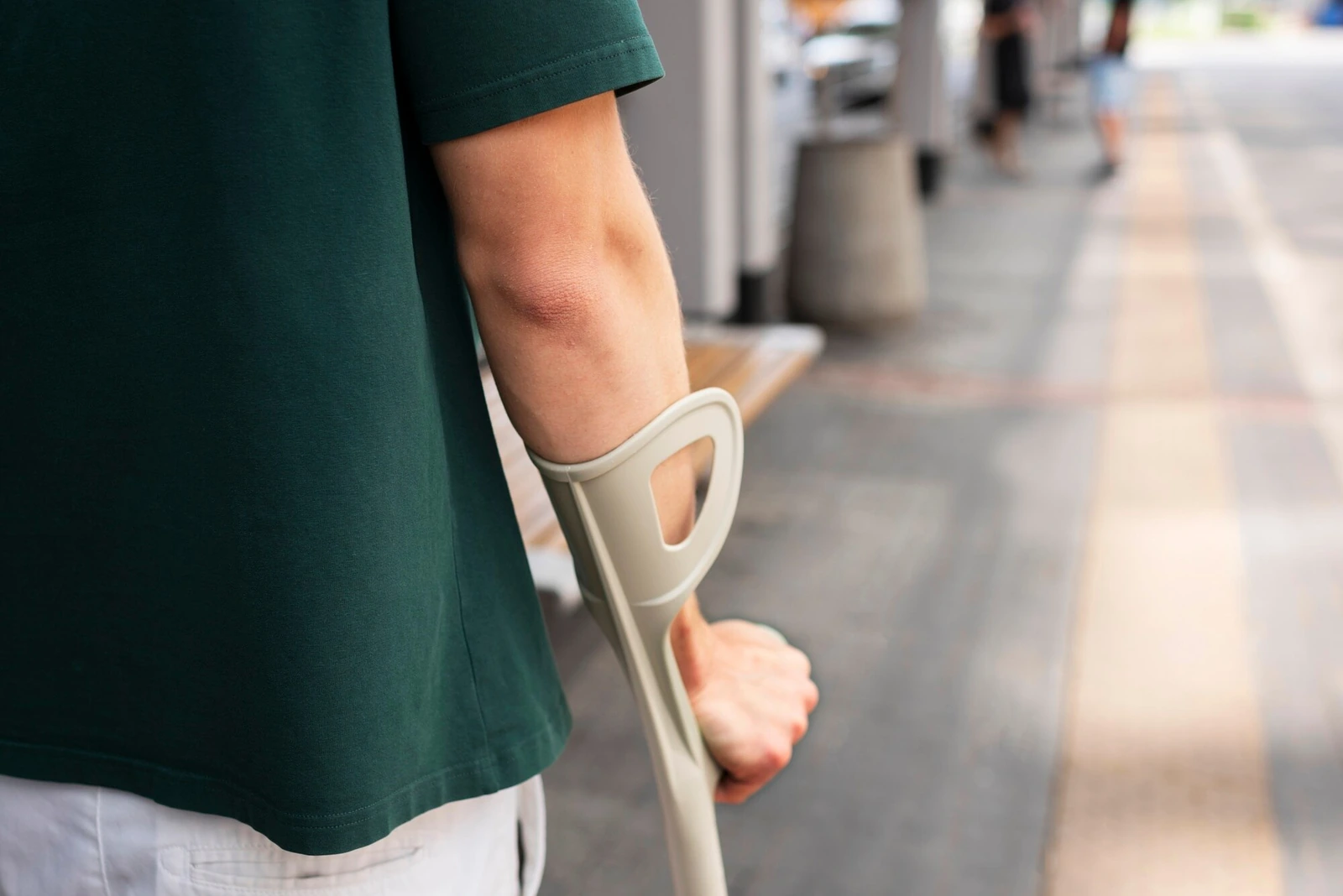 A patient in physical therapy after a fracture
