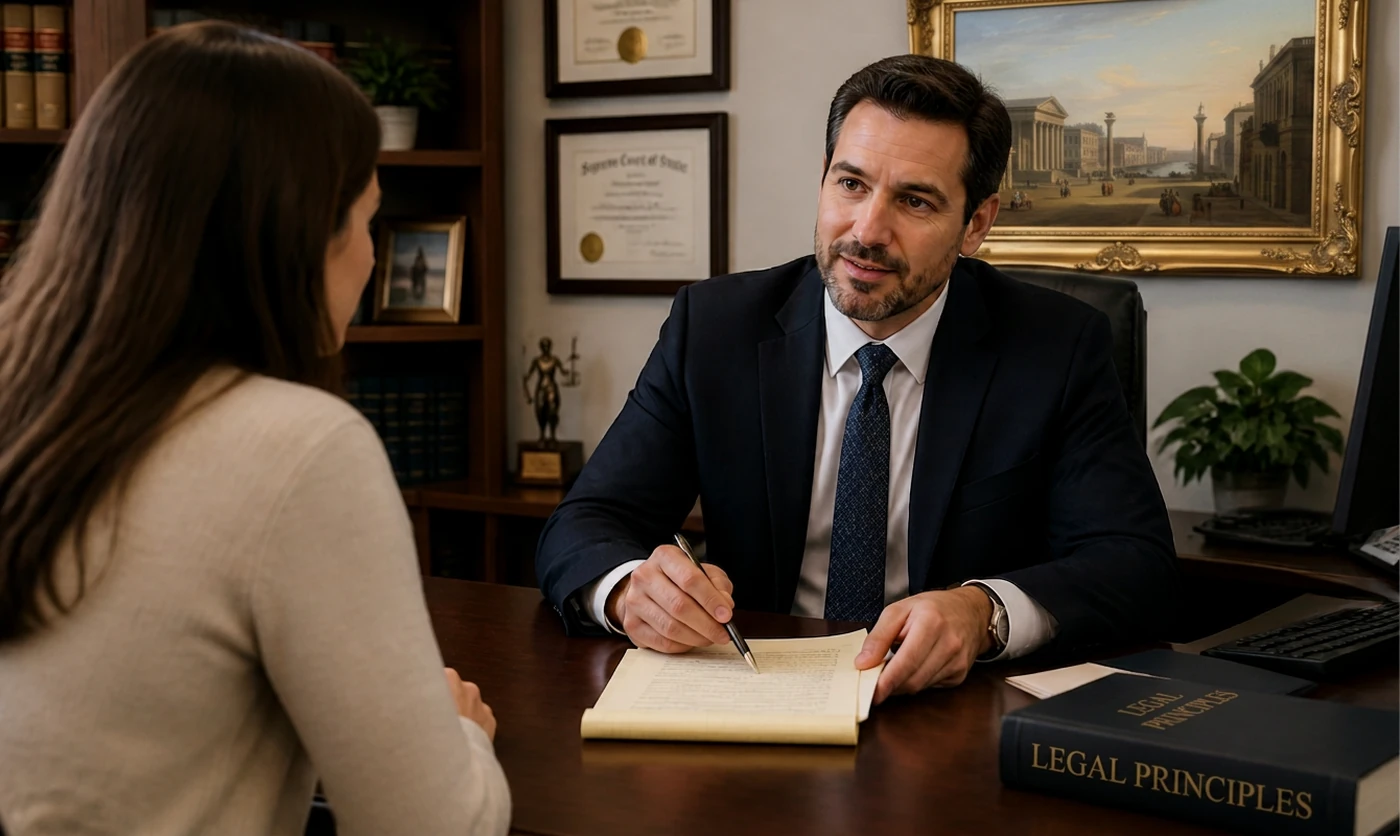 An attorney meeting with an injured client