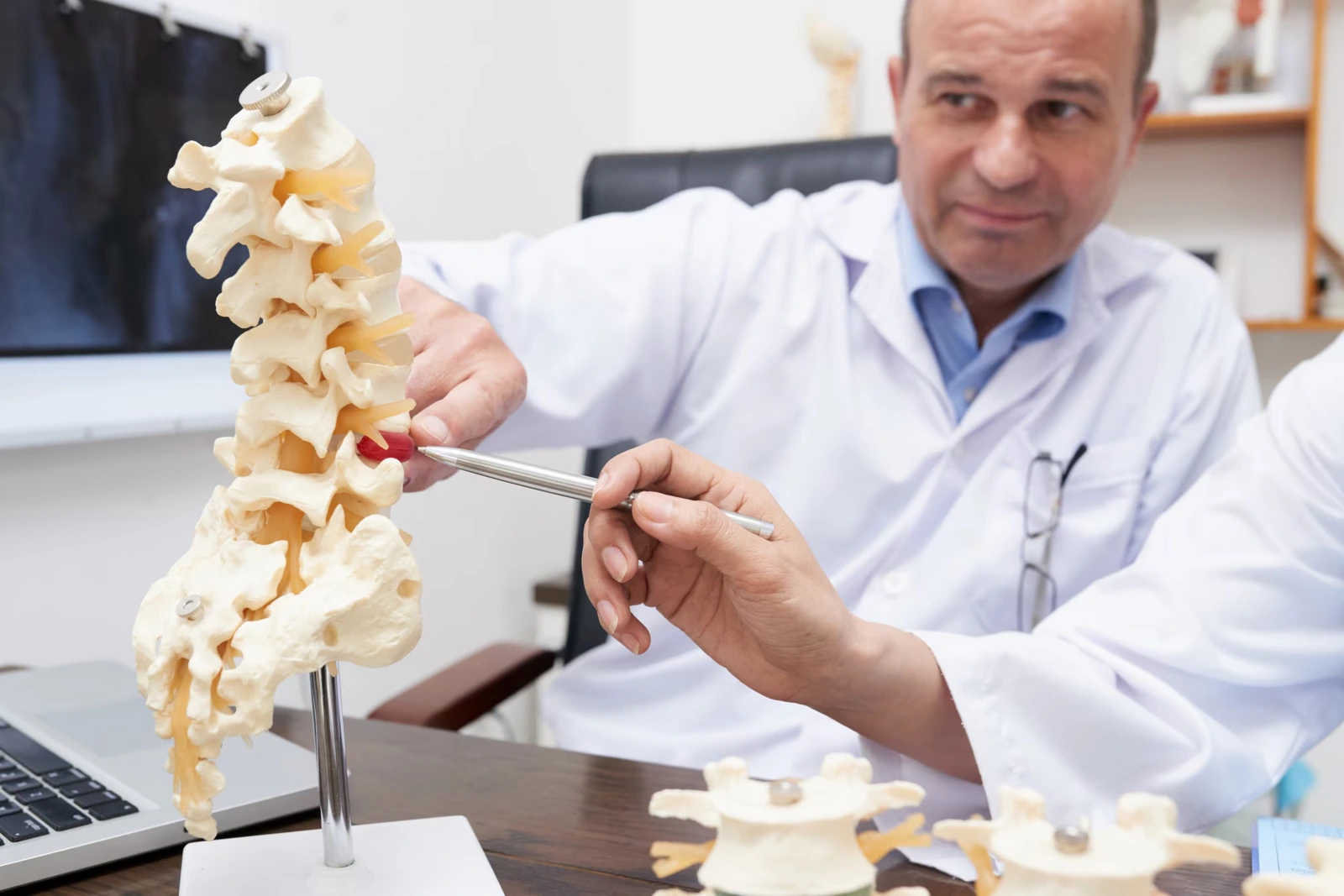 A patient in spinal rehabilitation