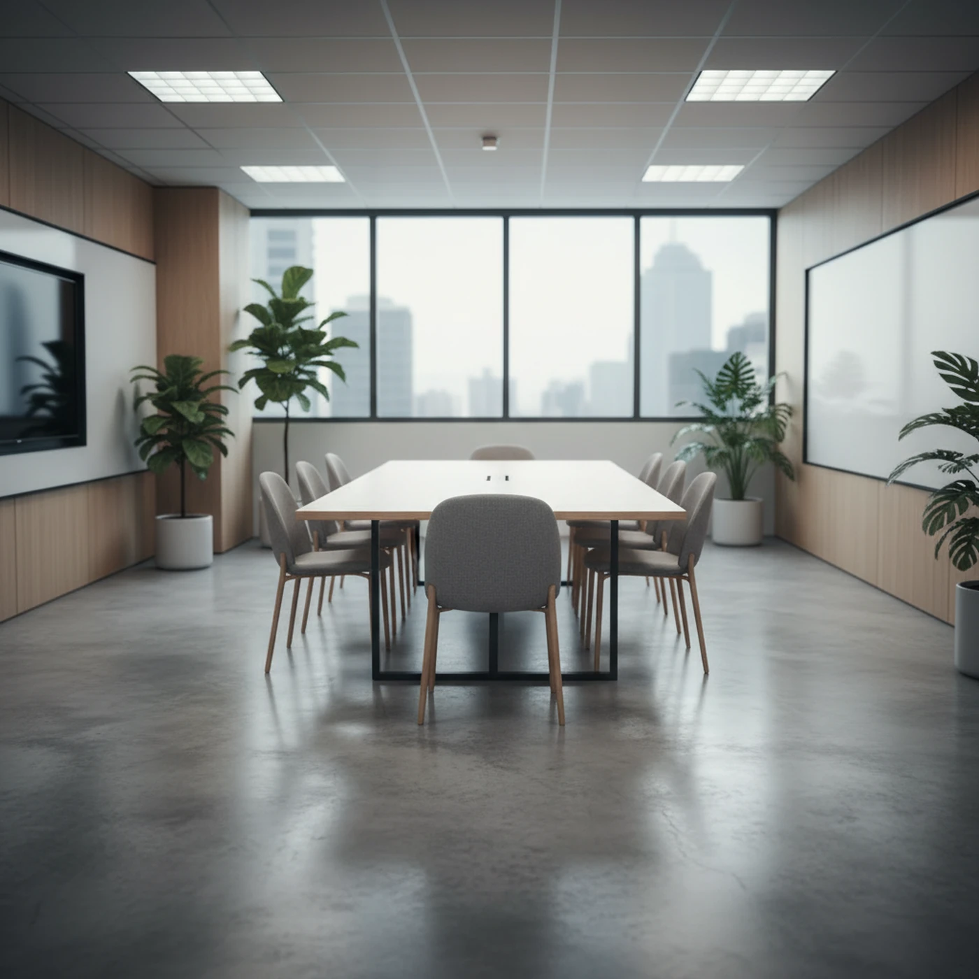 An empty insurance company conference room